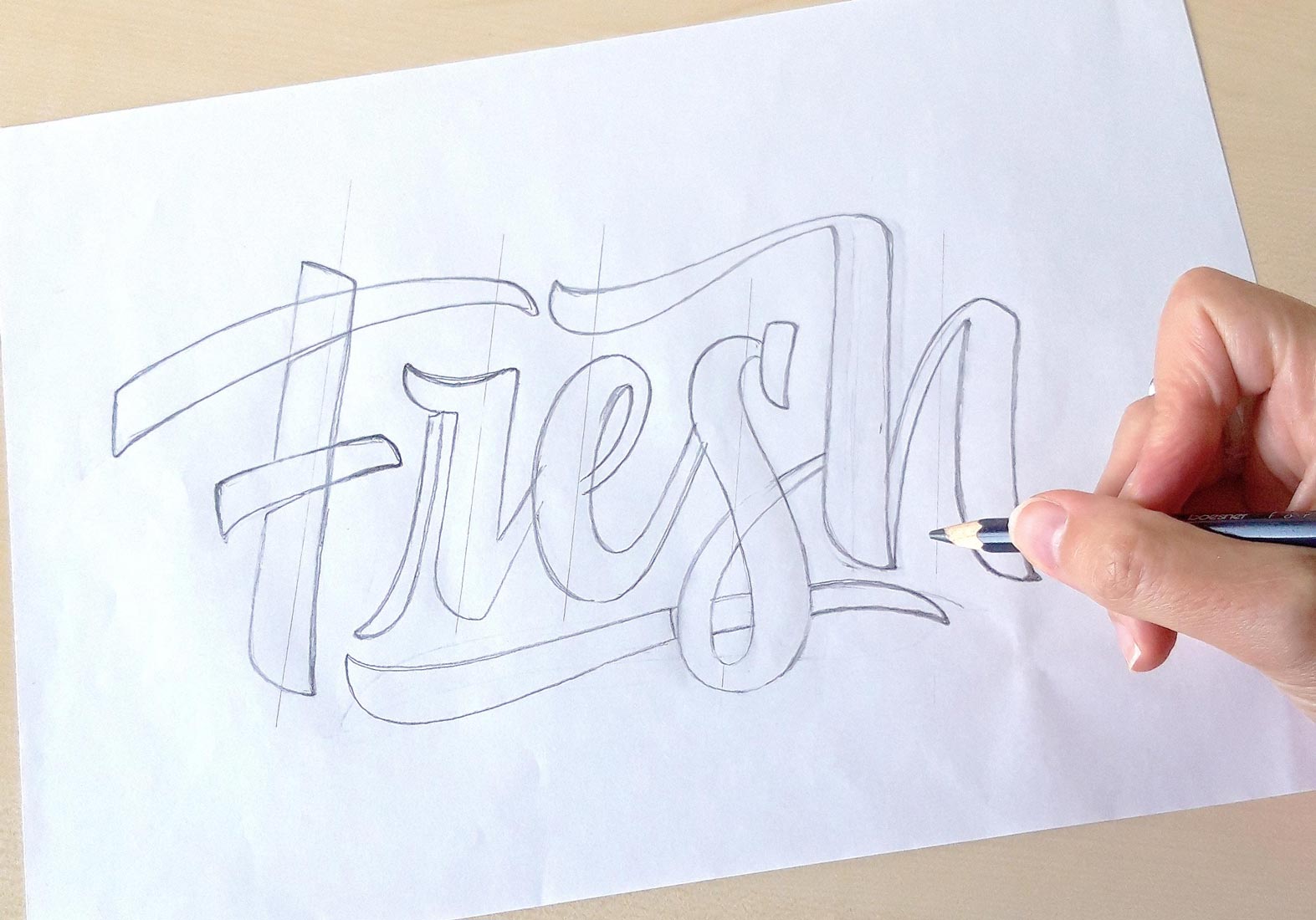 CalliLetters-Lettering-Bleistiftskizze1-Fresh-Sandra-Brezina