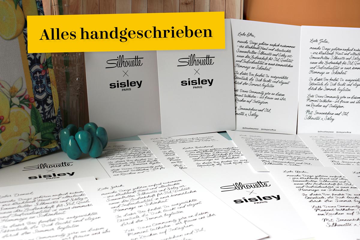 Handgeschriebene-Karten-fuer-PR-Aktion-von-Silhouette-und-Sisley-von-Sandra-Brezina-Wien
